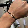 Cyclisme bracelet vélo feuilles d’or rose